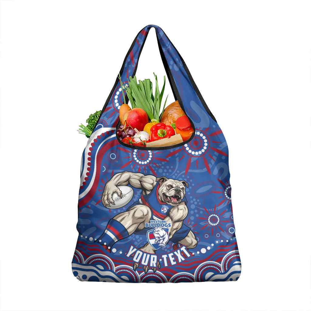 Personalized Western Bulldogs Football Mascot Grocery Bag Aboriginal Dot Art - Dreamtime Football Mascot