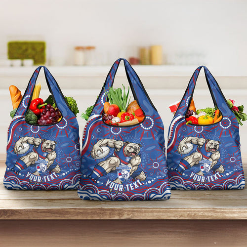 Personalized Western Bulldogs Football Mascot Grocery Bag Aboriginal Dot Art - Dreamtime Football Mascot