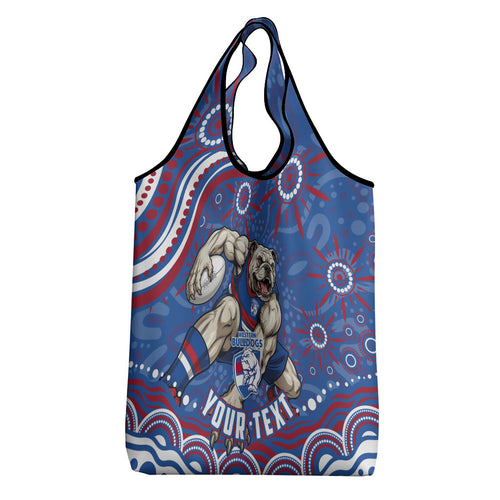 Personalized Western Bulldogs Football Mascot Grocery Bag Aboriginal Dot Art - Dreamtime Football Mascot