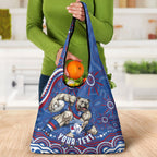 Personalized Western Bulldogs Football Mascot Grocery Bag Aboriginal Dot Art - Dreamtime Football Mascot