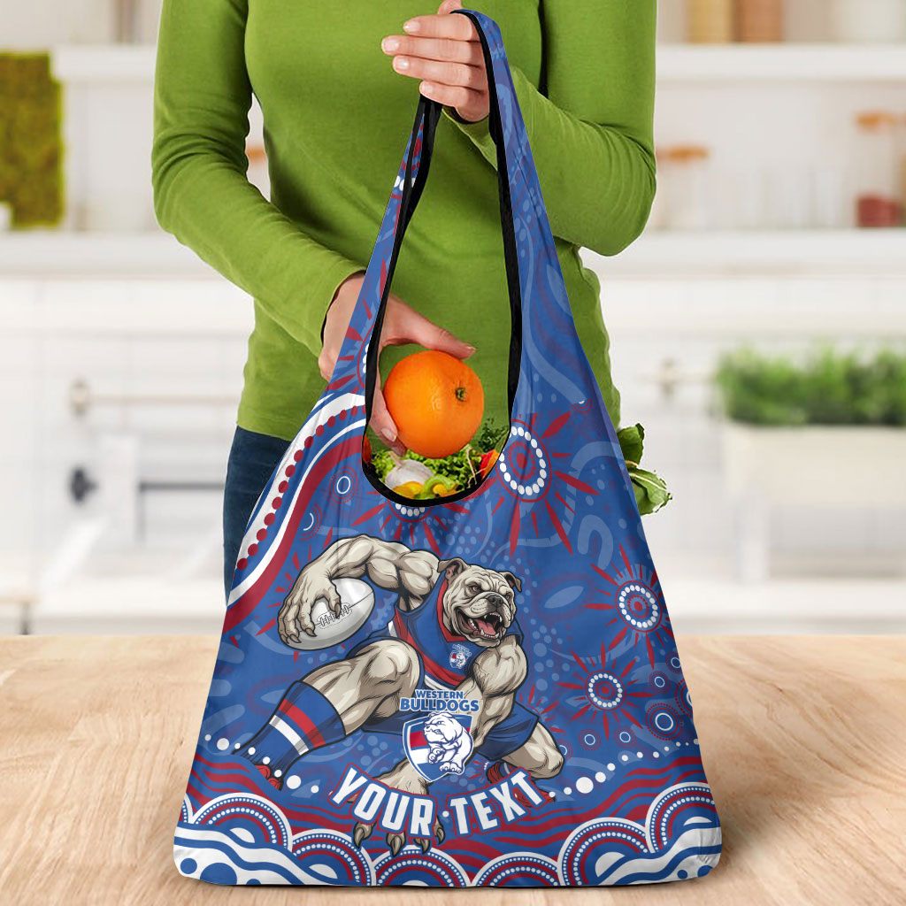 Personalized Western Bulldogs Football Mascot Grocery Bag Aboriginal Dot Art - Dreamtime Football Mascot