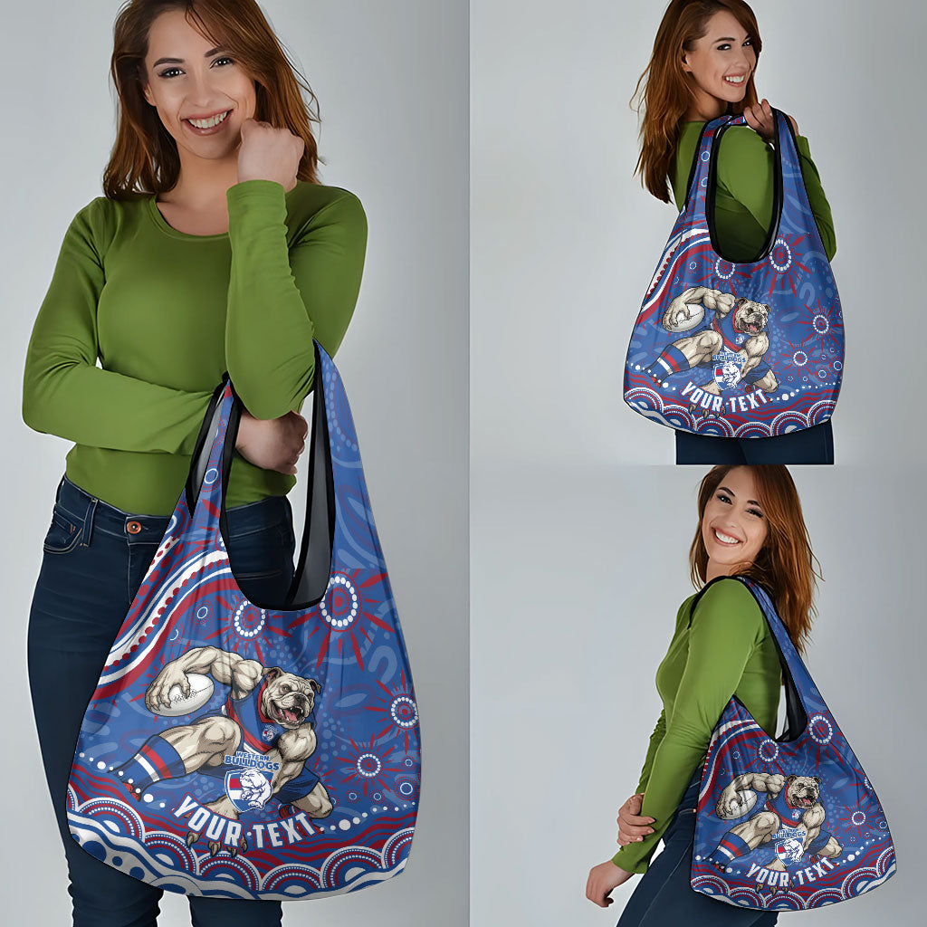 Personalized Western Bulldogs Football Mascot Grocery Bag Aboriginal Dot Art - Dreamtime Football Mascot