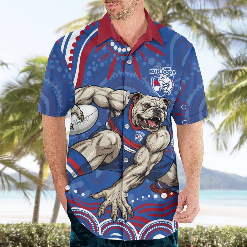 Personalized Western Bulldogs Football Mascot Hawaiian Shirt Aboriginal Dot Art - Dreamtime Football Mascot