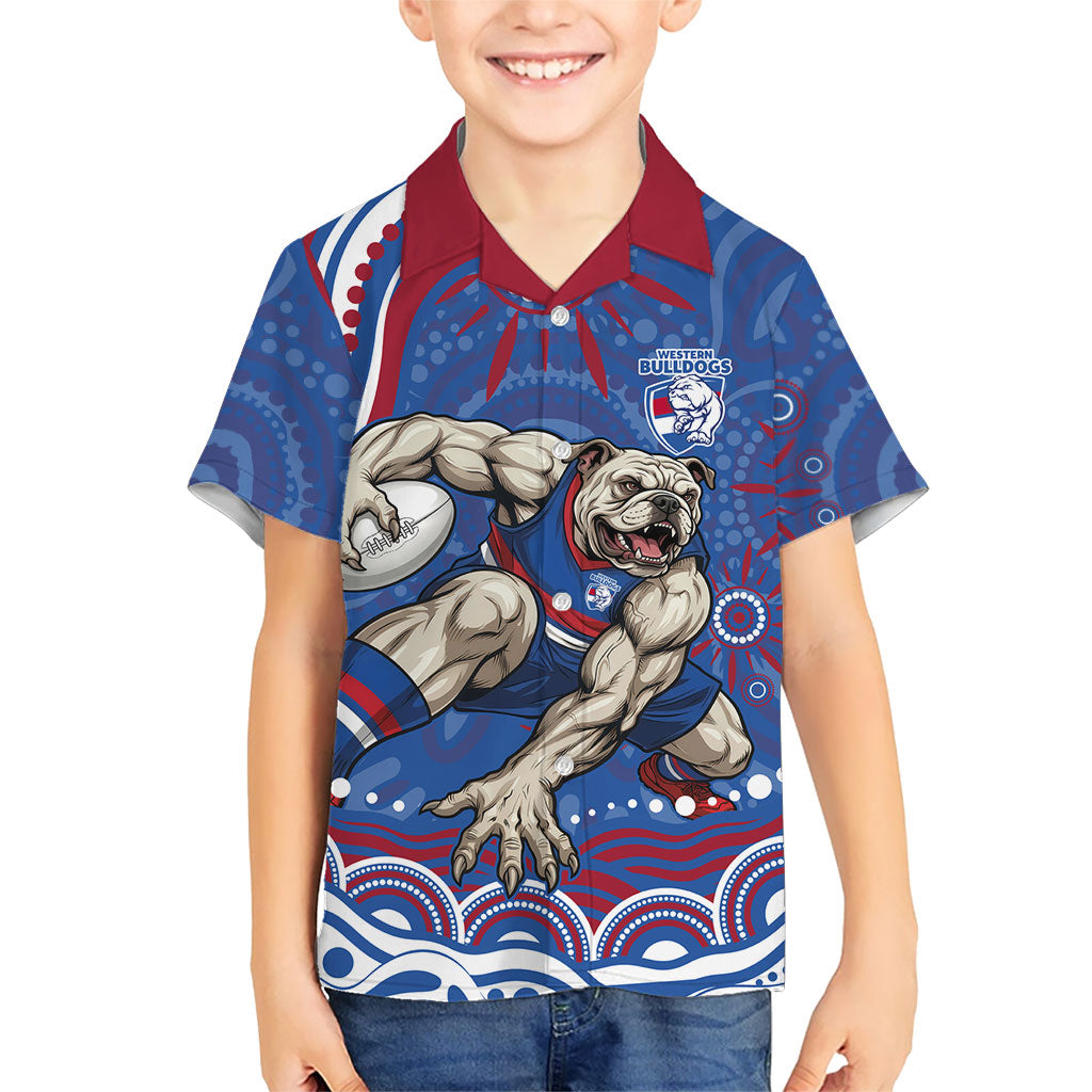 Personalized Western Bulldogs Football Mascot Hawaiian Shirt Aboriginal Dot Art - Dreamtime Football Mascot
