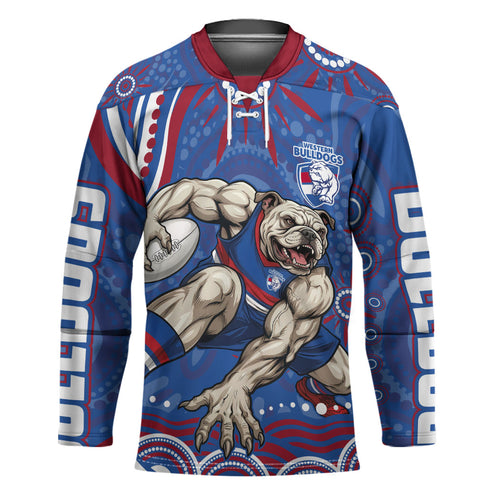 Personalized Western Bulldogs Football Mascot Hockey Jersey Aboriginal Dot Art - Dreamtime Football Mascot