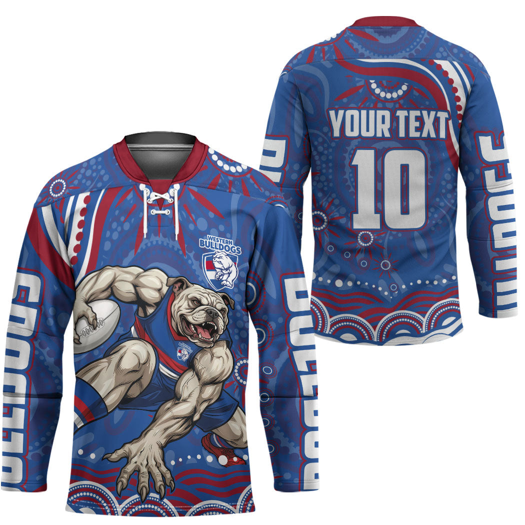 Personalized Western Bulldogs Football Mascot Hockey Jersey Aboriginal Dot Art - Dreamtime Football Mascot