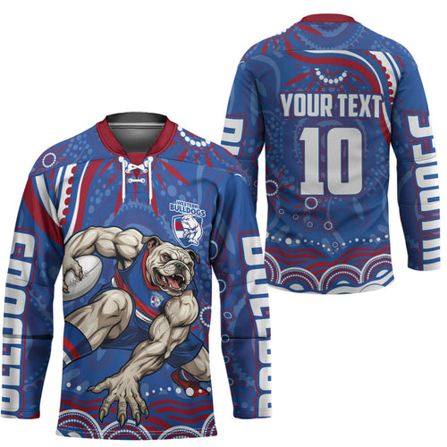 Personalized Western Bulldogs Football Mascot Hockey Jersey Aboriginal Dot Art - Dreamtime Football Mascot