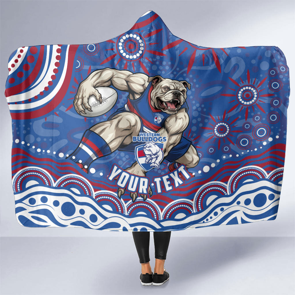 Personalized Western Bulldogs Football Mascot Hooded Blanket Aboriginal Dot Art - Dreamtime Football Mascot