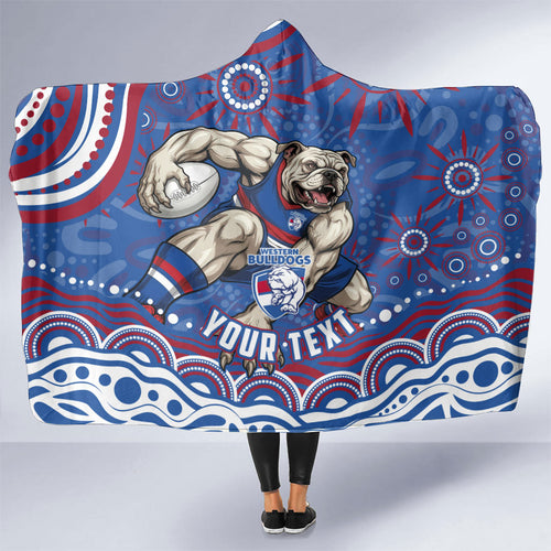 Personalized Western Bulldogs Football Mascot Hooded Blanket Aboriginal Dot Art - Dreamtime Football Mascot