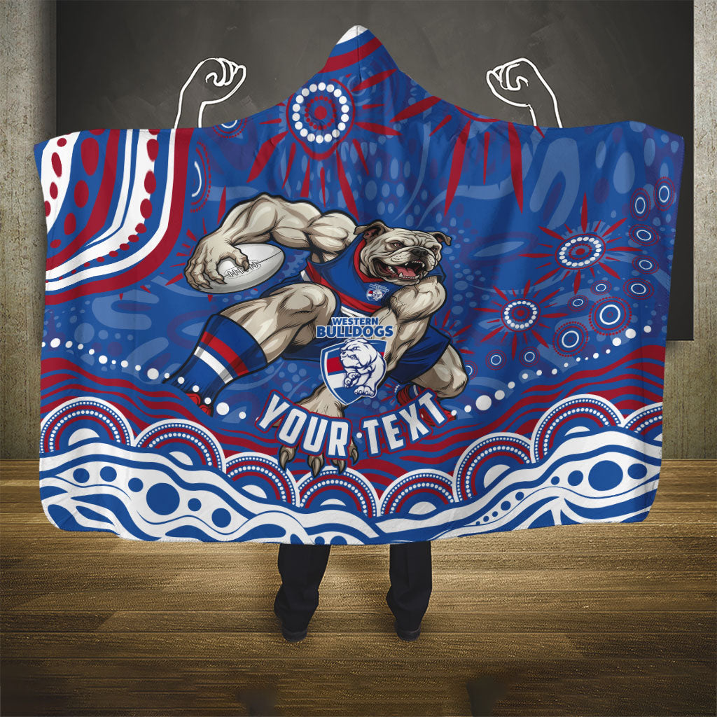 Personalized Western Bulldogs Football Mascot Hooded Blanket Aboriginal Dot Art - Dreamtime Football Mascot