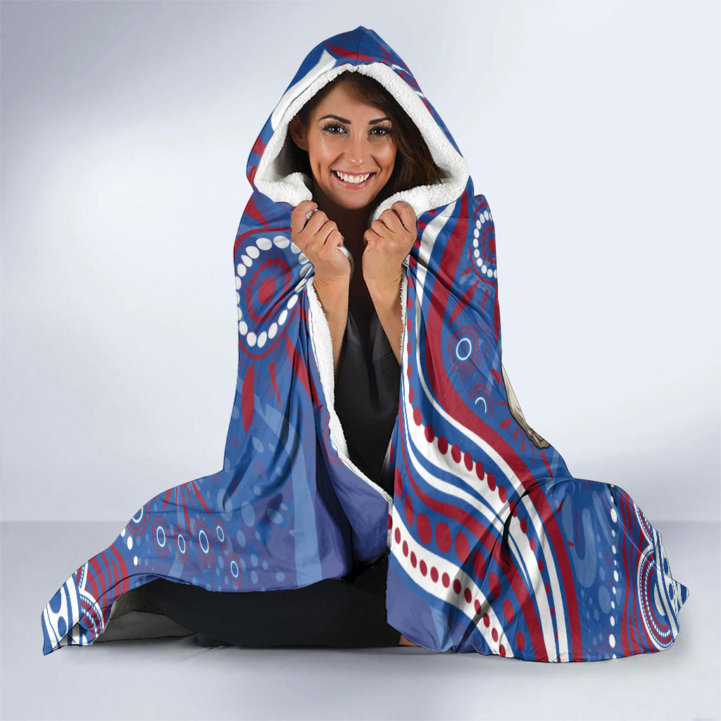 Personalized Western Bulldogs Football Mascot Hooded Blanket Aboriginal Dot Art - Dreamtime Football Mascot