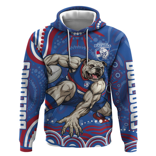 Personalized Western Bulldogs Football Mascot Hoodie Aboriginal Dot Art - Dreamtime Football Mascot