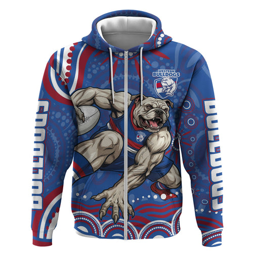 Personalized Western Bulldogs Football Mascot Hoodie Aboriginal Dot Art - Dreamtime Football Mascot