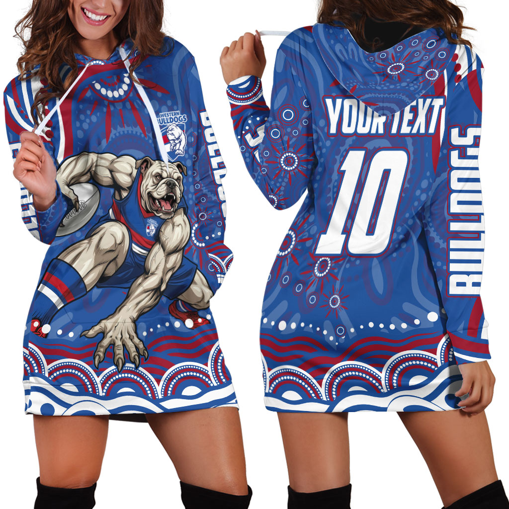 Personalized Western Bulldogs Football Mascot Hoodie Dress Aboriginal Dot Art - Dreamtime Football Mascot