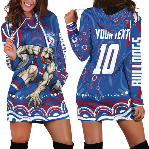Personalized Western Bulldogs Football Mascot Hoodie Dress Aboriginal Dot Art - Dreamtime Football Mascot