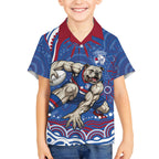 Personalized Western Bulldogs Football Mascot Kid Hawaiian Shirt Aboriginal Dot Art - Dreamtime Football Mascot