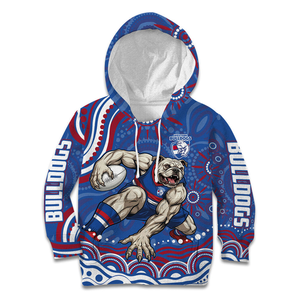 Personalized Western Bulldogs Football Mascot Kid Hoodie Aboriginal Dot Art - Dreamtime Football Mascot