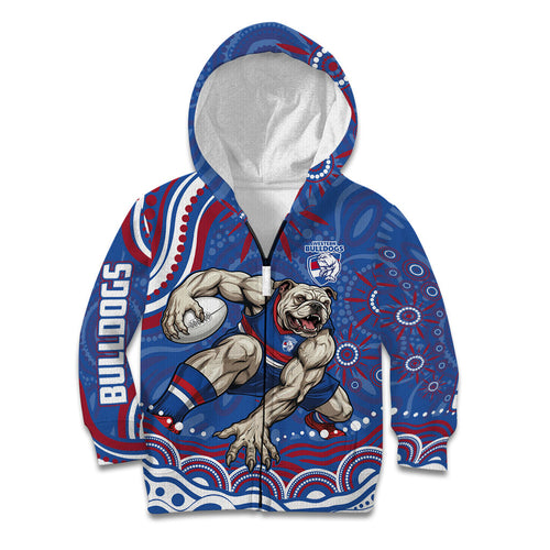 Personalized Western Bulldogs Football Mascot Kid Hoodie Aboriginal Dot Art - Dreamtime Football Mascot