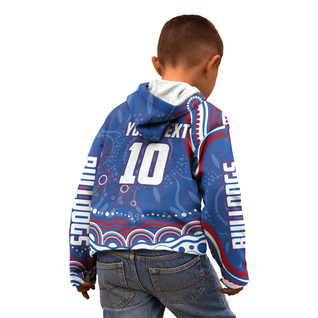 Personalized Western Bulldogs Football Mascot Kid Hoodie Aboriginal Dot Art - Dreamtime Football Mascot