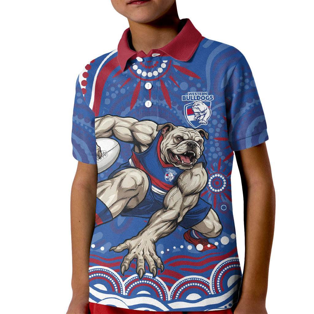 Personalized Western Bulldogs Football Mascot Kid Polo Shirt Aboriginal Dot Art - Dreamtime Football Mascot