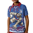 Personalized Western Bulldogs Football Mascot Kid Polo Shirt Aboriginal Dot Art - Dreamtime Football Mascot