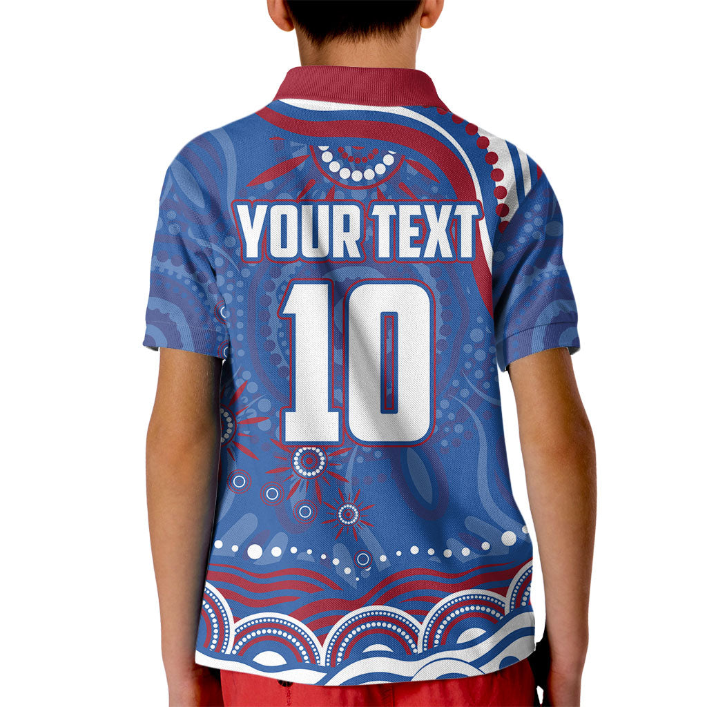 Personalized Western Bulldogs Football Mascot Kid Polo Shirt Aboriginal Dot Art - Dreamtime Football Mascot