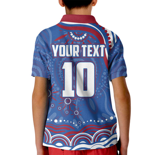 Personalized Western Bulldogs Football Mascot Kid Polo Shirt Aboriginal Dot Art - Dreamtime Football Mascot