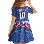 Personalized Western Bulldogs Football Mascot Kid Short Sleeve Dress Aboriginal Dot Art - Dreamtime Football Mascot