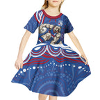 Personalized Western Bulldogs Football Mascot Kid Short Sleeve Dress Aboriginal Dot Art - Dreamtime Football Mascot