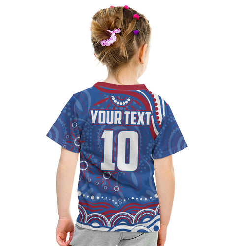Personalized Western Bulldogs Football Mascot Kid T Shirt Aboriginal Dot Art - Dreamtime Football Mascot
