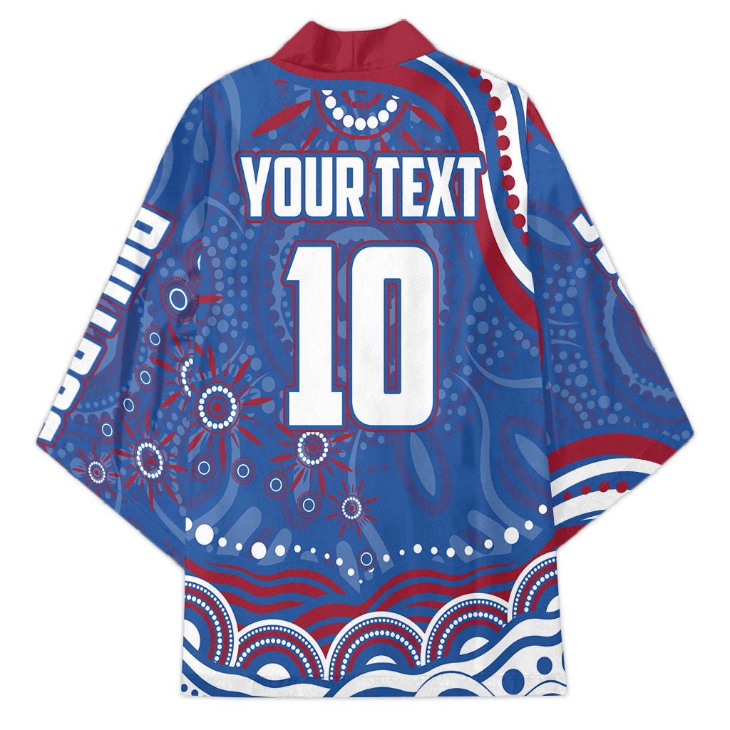 Personalized Western Bulldogs Football Mascot Kimono Aboriginal Dot Art - Dreamtime Football Mascot