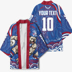 Personalized Western Bulldogs Football Mascot Kimono Aboriginal Dot Art - Dreamtime Football Mascot