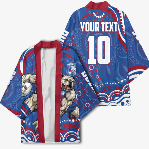 Personalized Western Bulldogs Football Mascot Kimono Aboriginal Dot Art - Dreamtime Football Mascot