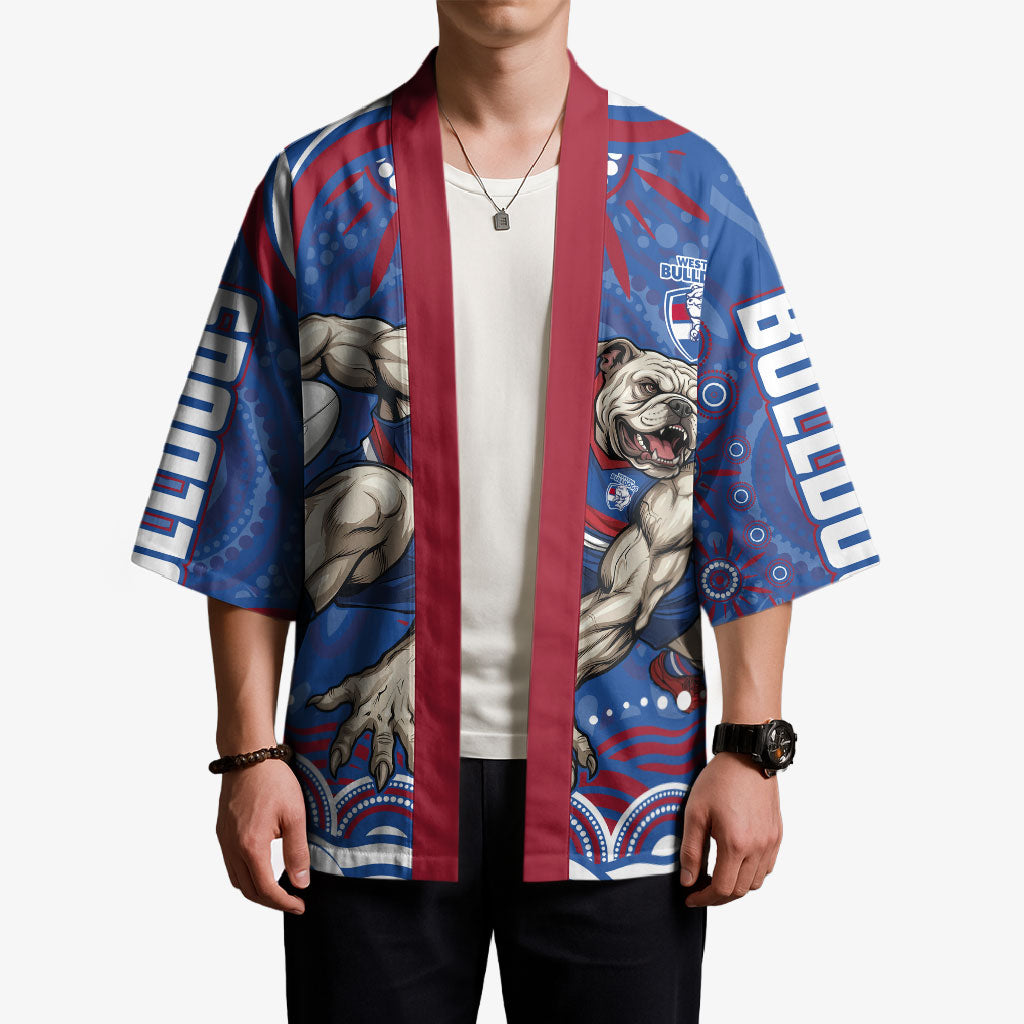 Personalized Western Bulldogs Football Mascot Kimono Aboriginal Dot Art - Dreamtime Football Mascot