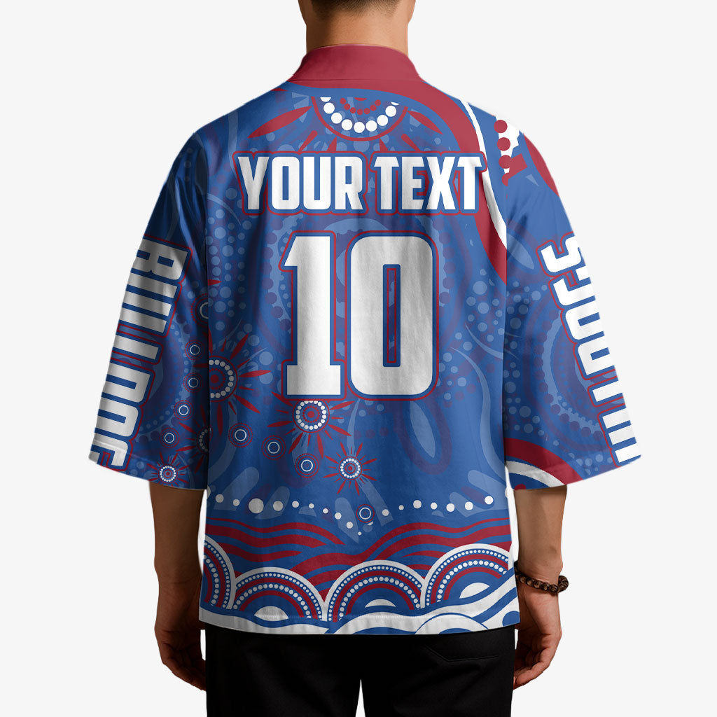 Personalized Western Bulldogs Football Mascot Kimono Aboriginal Dot Art - Dreamtime Football Mascot