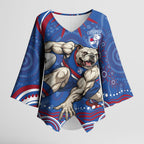 Personalized Western Bulldogs Football Mascot Kimono Sleeve Blouse Aboriginal Dot Art - Dreamtime Football Mascot