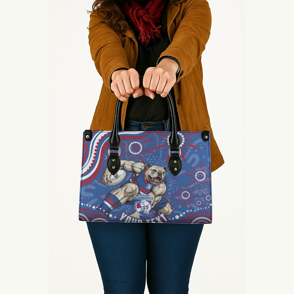 Personalized Western Bulldogs Football Mascot Leather Bag Aboriginal Dot Art - Dreamtime Football Mascot