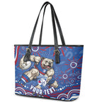 Personalized Western Bulldogs Football Mascot Leather Tote Bag Aboriginal Dot Art - Dreamtime Football Mascot
