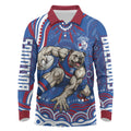 Personalized Western Bulldogs Football Mascot Long Sleeve Polo Shirt Aboriginal Dot Art - Dreamtime Football Mascot