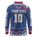 Personalized Western Bulldogs Football Mascot Long Sleeve Polo Shirt Aboriginal Dot Art - Dreamtime Football Mascot