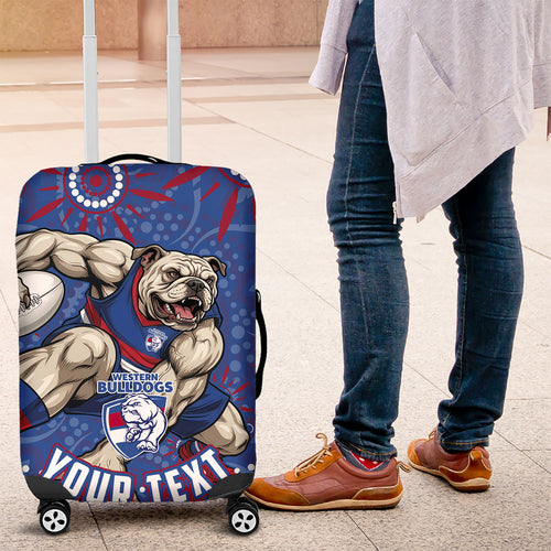 Personalized Western Bulldogs Football Mascot Luggage Cover Aboriginal Dot Art - Dreamtime Football Mascot
