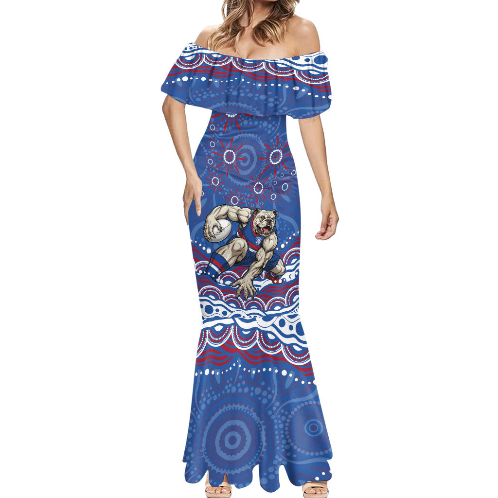 Personalized Western Bulldogs Football Mascot Mermaid Dress Aboriginal Dot Art - Dreamtime Football Mascot
