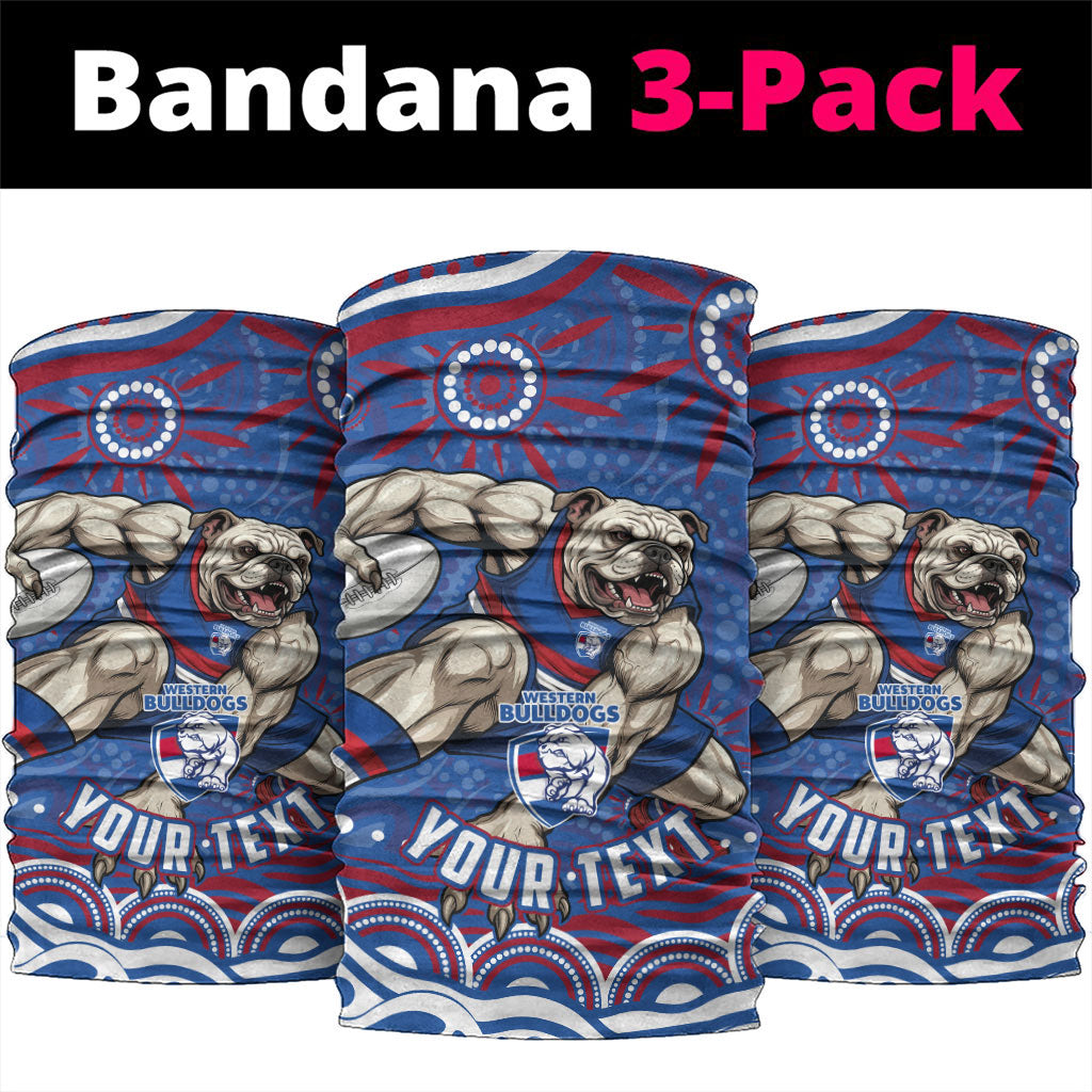 Personalized Western Bulldogs Football Mascot Neck Gaiter Aboriginal Dot Art - Dreamtime Football Mascot
