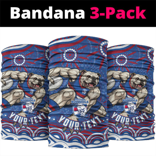 Personalized Western Bulldogs Football Mascot Neck Gaiter Aboriginal Dot Art - Dreamtime Football Mascot