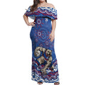 Personalized Western Bulldogs Football Mascot Off Shoulder Maxi Dress Aboriginal Dot Art - Dreamtime Football Mascot