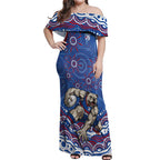 Personalized Western Bulldogs Football Mascot Off Shoulder Maxi Dress Aboriginal Dot Art - Dreamtime Football Mascot