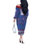 Personalized Western Bulldogs Football Mascot Off The Shoulder Long Sleeve Dress Aboriginal Dot Art - Dreamtime Football Mascot