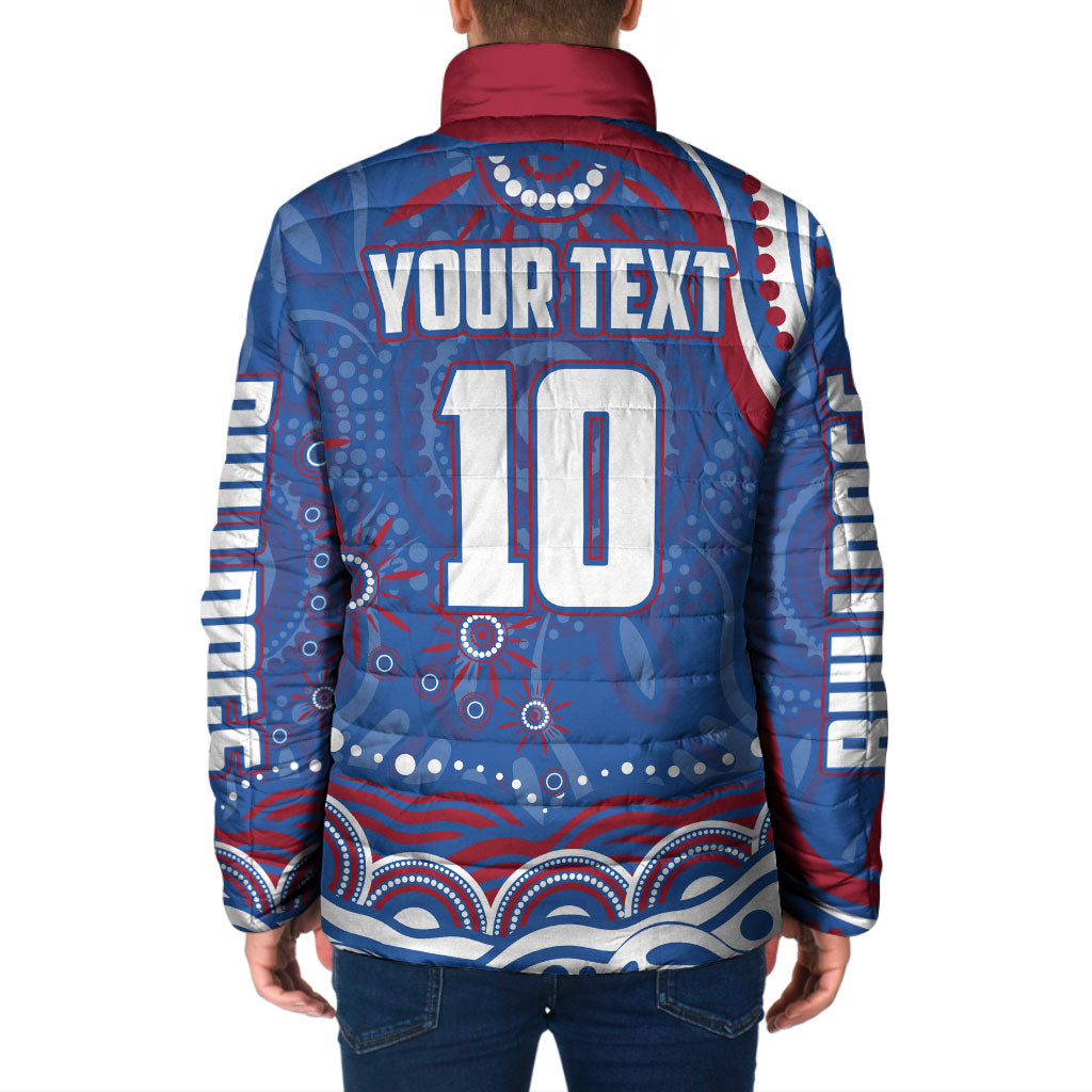 Personalized Western Bulldogs Football Mascot Padded Jacket Aboriginal Dot Art - Dreamtime Football Mascot