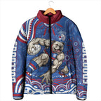 Personalized Western Bulldogs Football Mascot Padded Jacket Aboriginal Dot Art - Dreamtime Football Mascot