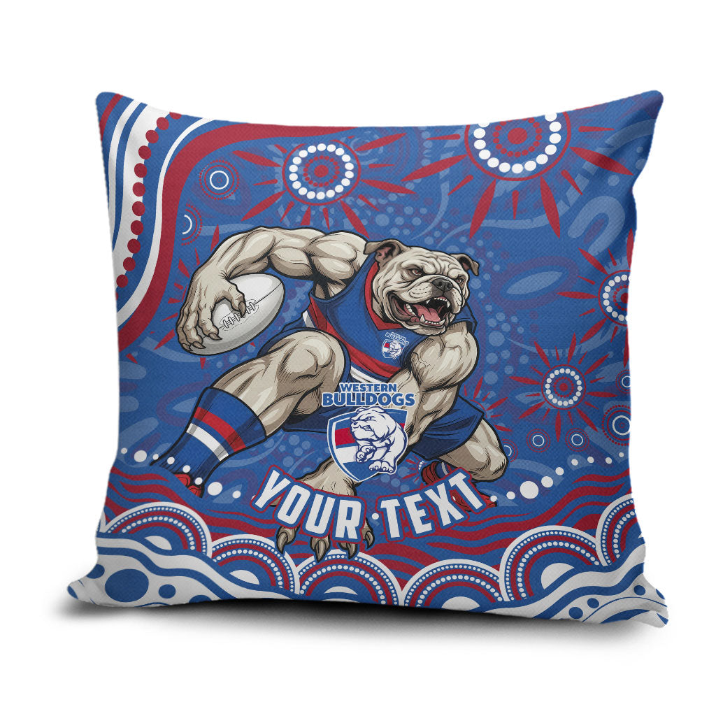 Personalized Western Bulldogs Football Mascot Pillow Cover Aboriginal Dot Art - Dreamtime Football Mascot